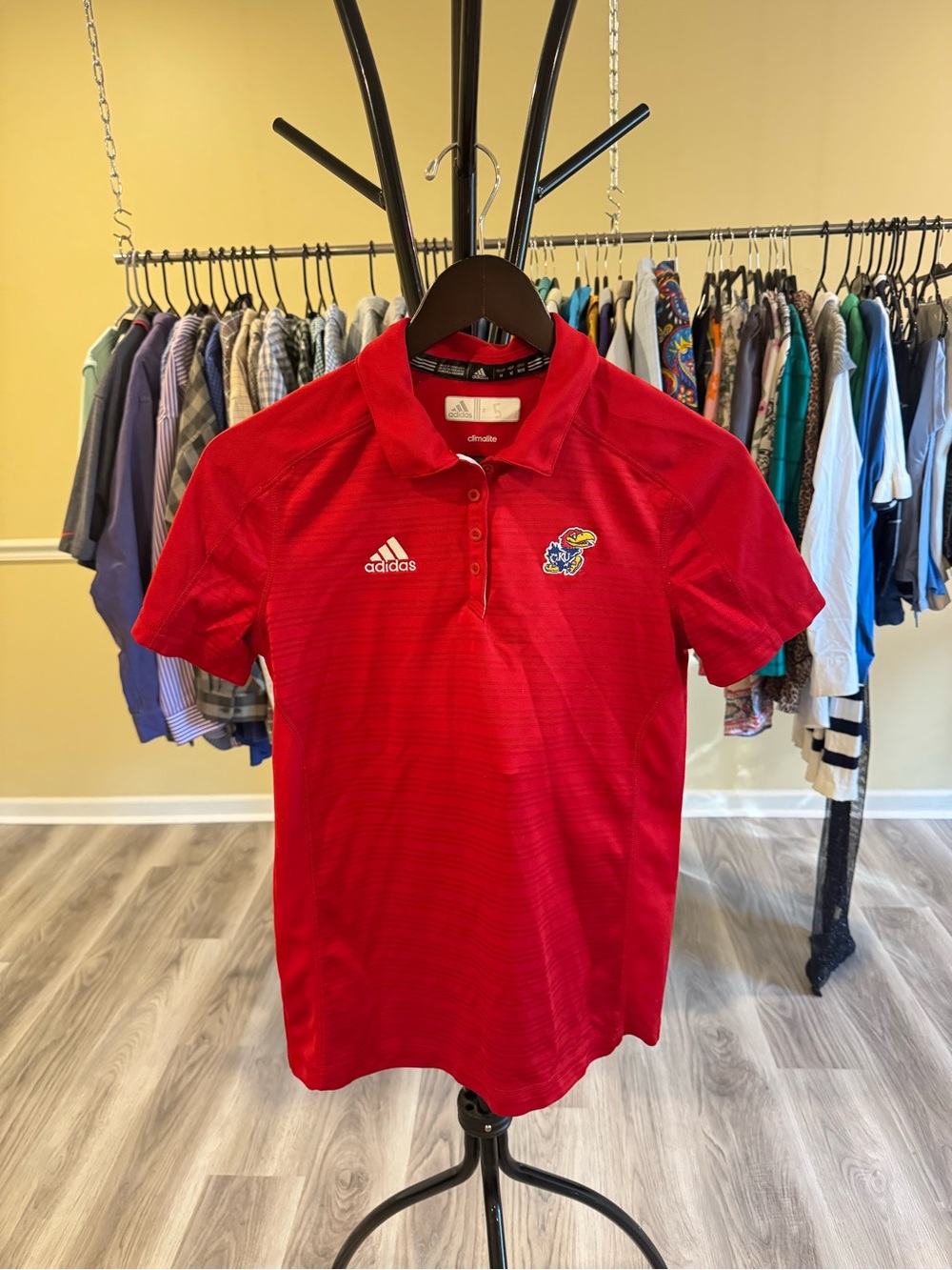 Adidas Red Polo Kansas Jayhawks